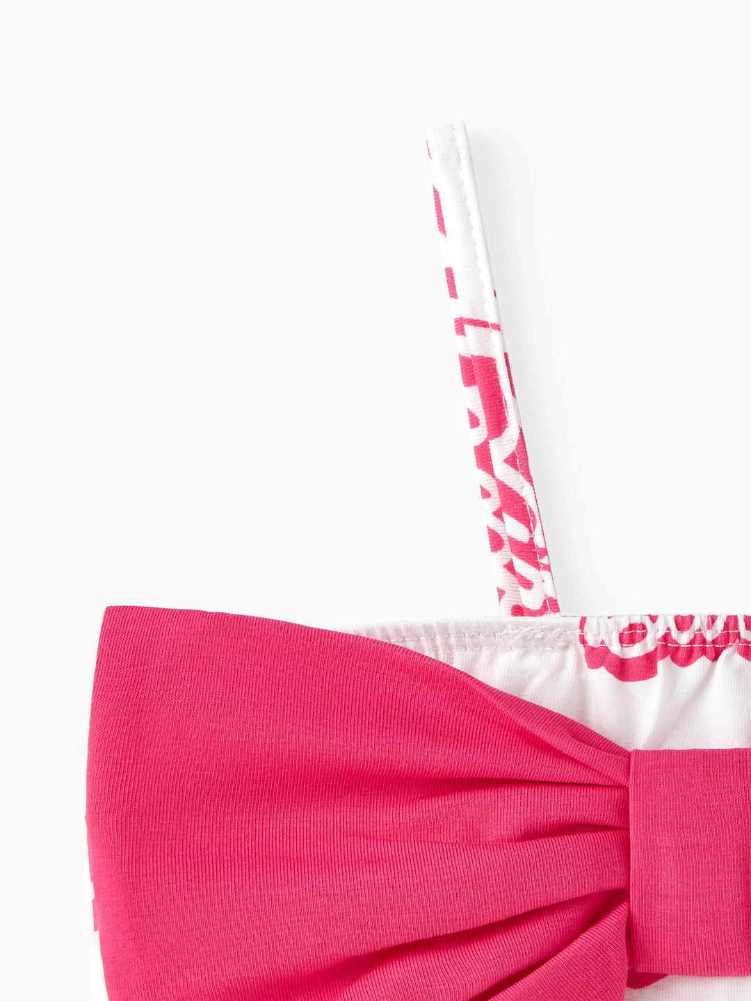 Mono de tirantes para niña Barbie, 95 % algodón, estampado de letras, lazo delantero, color rosa y blanco