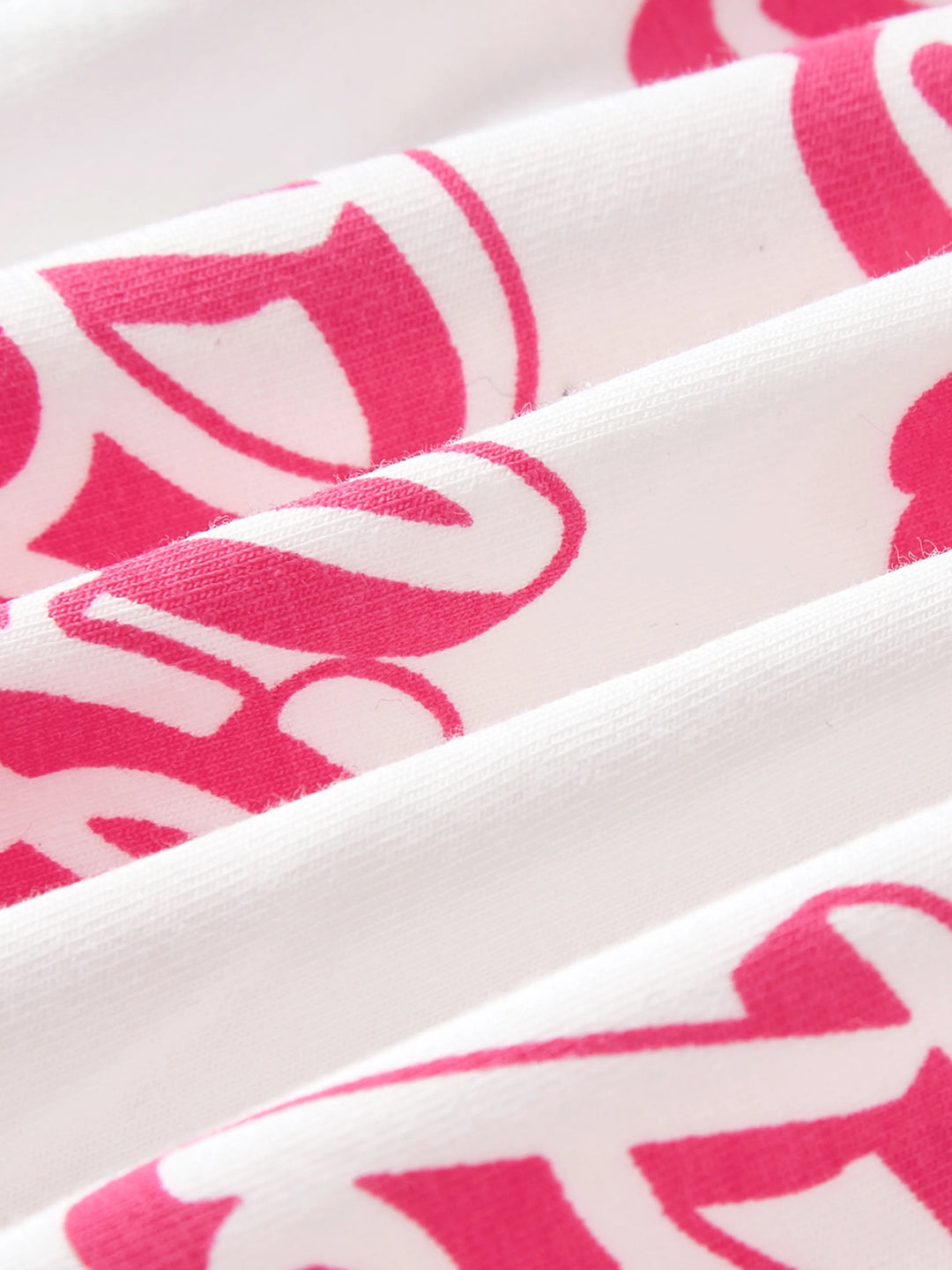 Mono de tirantes para niña Barbie, 95 % algodón, estampado de letras, lazo delantero, color rosa y blanco