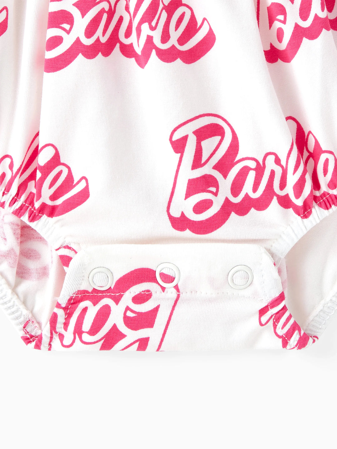 Mono de tirantes para niña Barbie, 95 % algodón, estampado de letras, lazo delantero, color rosa y blanco