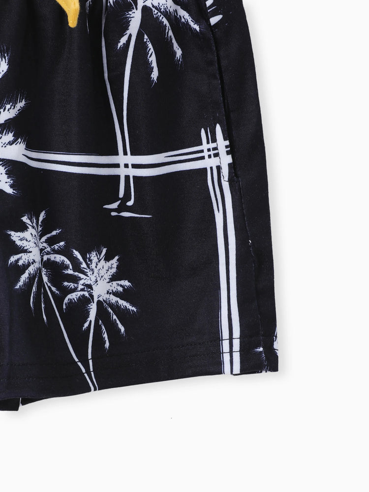 2-teiliges Kleinkind-T-Shirt mit trendigem Jungen-Blumenbaumdruck und Shorts gelb