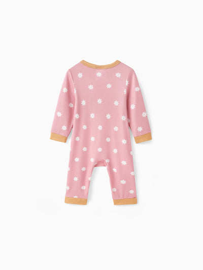 Looney Tunes Baby Girl Character Chess/Floral/Star Print Romper Pink