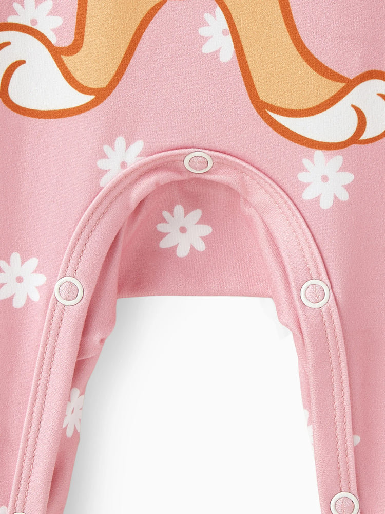 Barboteuse bébé fille Looney Tunes à imprimé échecs, fleurs et étoiles, rose