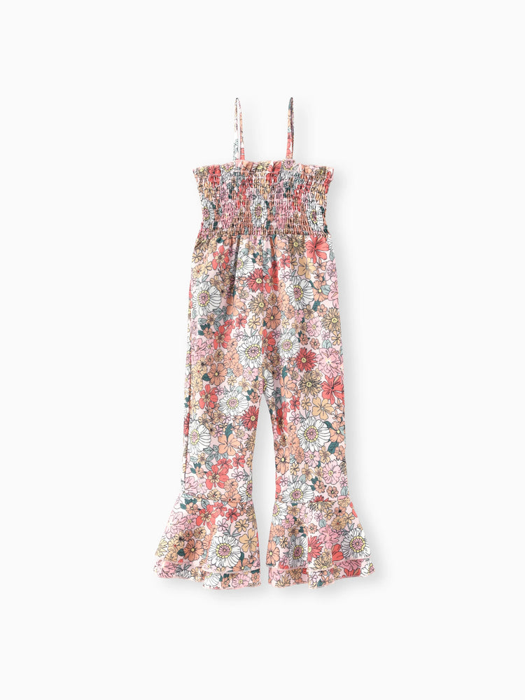 Toddler/Kid Girl Floral Horn Edge Jumpsuit Multicolor