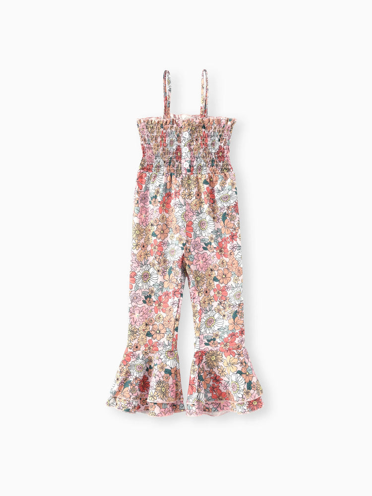Toddler/Kid Girl Floral Horn Edge Jumpsuit Multicolor