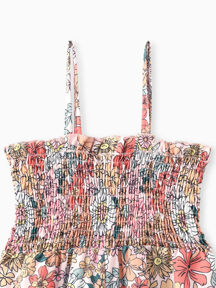 Toddler/Kid Girl Floral Horn Edge Jumpsuit Multicolor