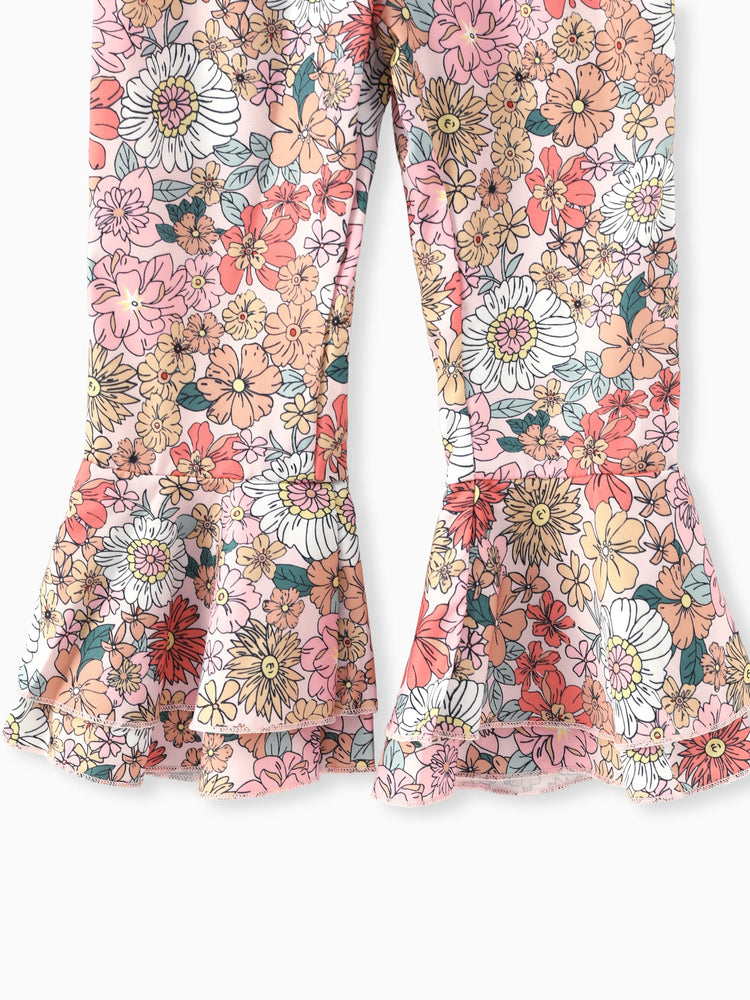Toddler/Kid Girl Floral Horn Edge Jumpsuit Multicolor