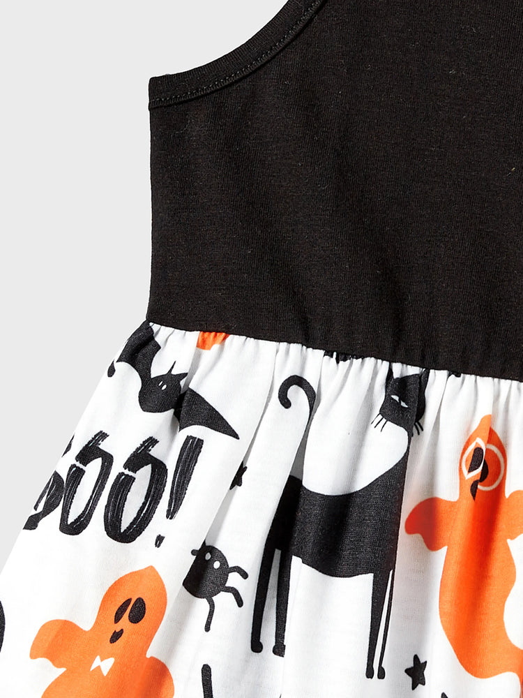 Tenues d'Halloween pour toute la famille : robes sans manches à bretelles spaghetti et hauts à manches courtes