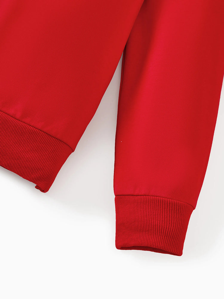 Christmas Family Matching Glow In The Dark Letters Print Long-sleeve Casual Tops Red