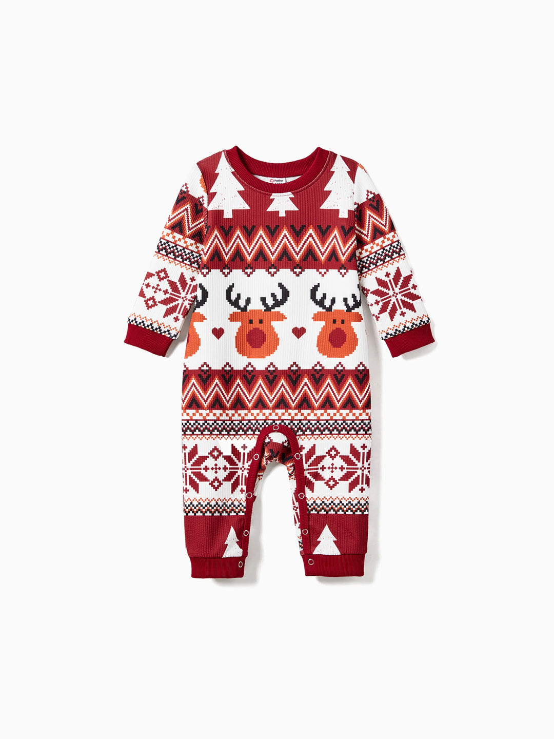Weihnachten Familie Passend Festival Thema Allover-Print Langarm Tops Burgundy