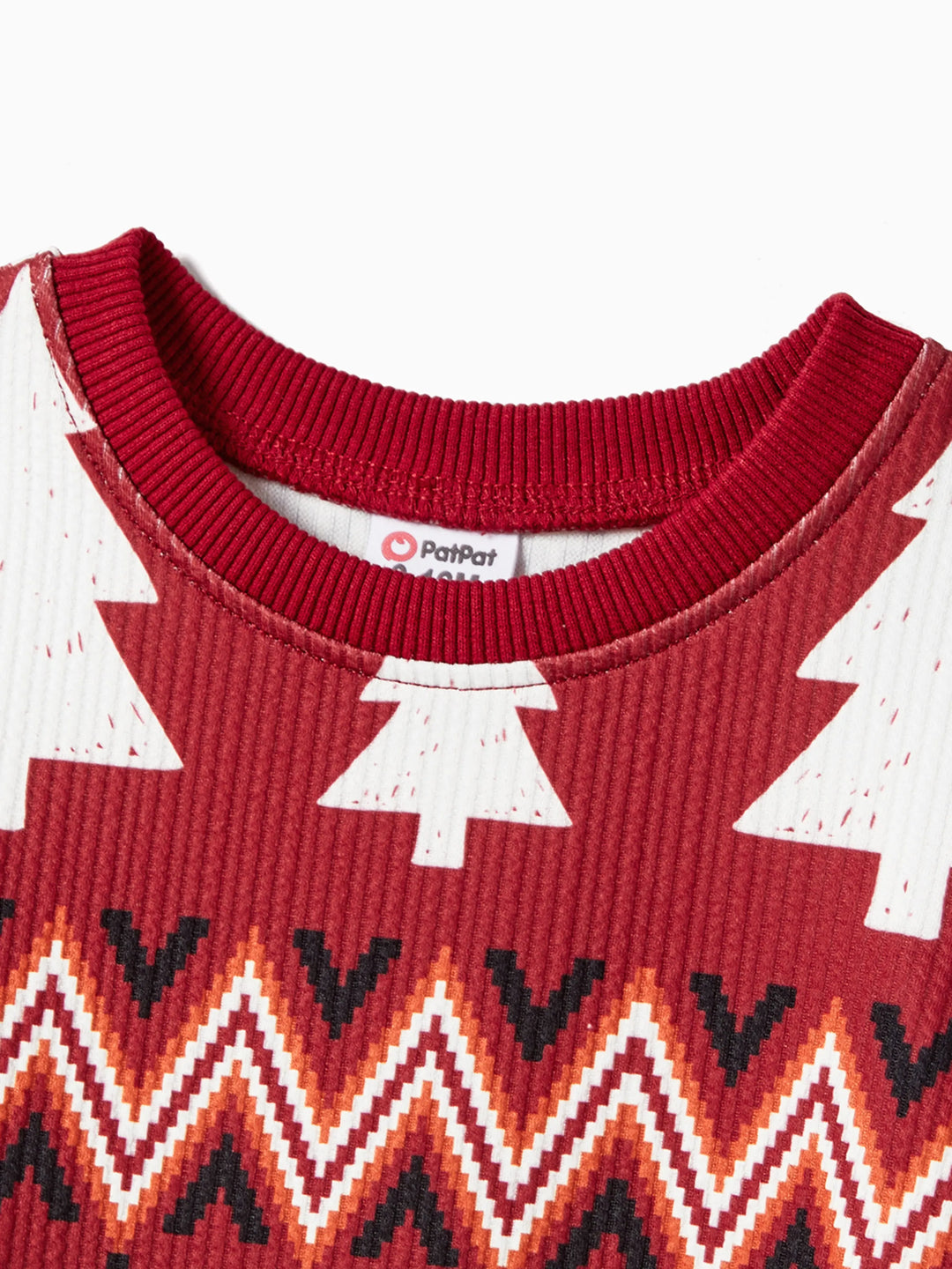 Weihnachten Familie Passend Festival Thema Allover-Print Langarm Tops Burgundy