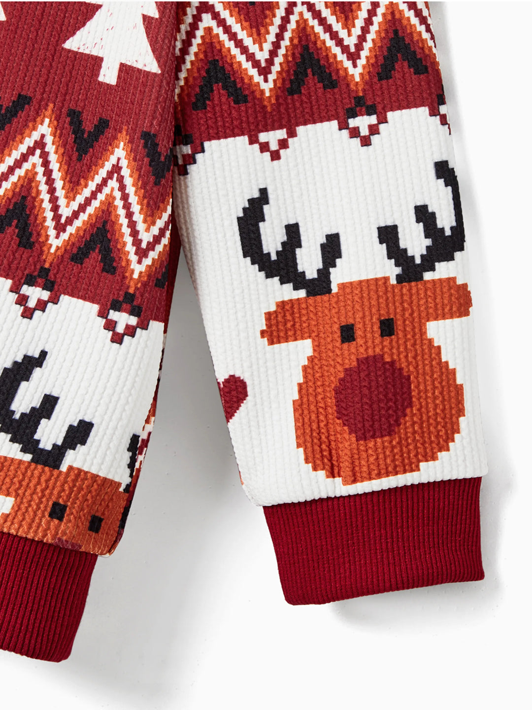 Weihnachten Familie Passend Festival Thema Allover-Print Langarm Tops Burgundy
