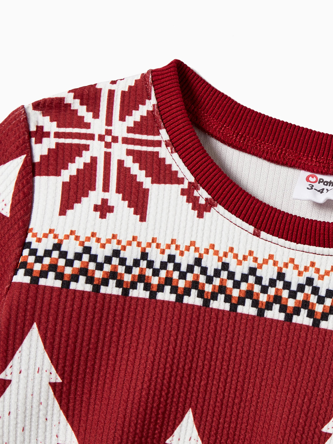 Weihnachten Familie Passend Festival Thema Allover-Print Langarm Tops Burgundy