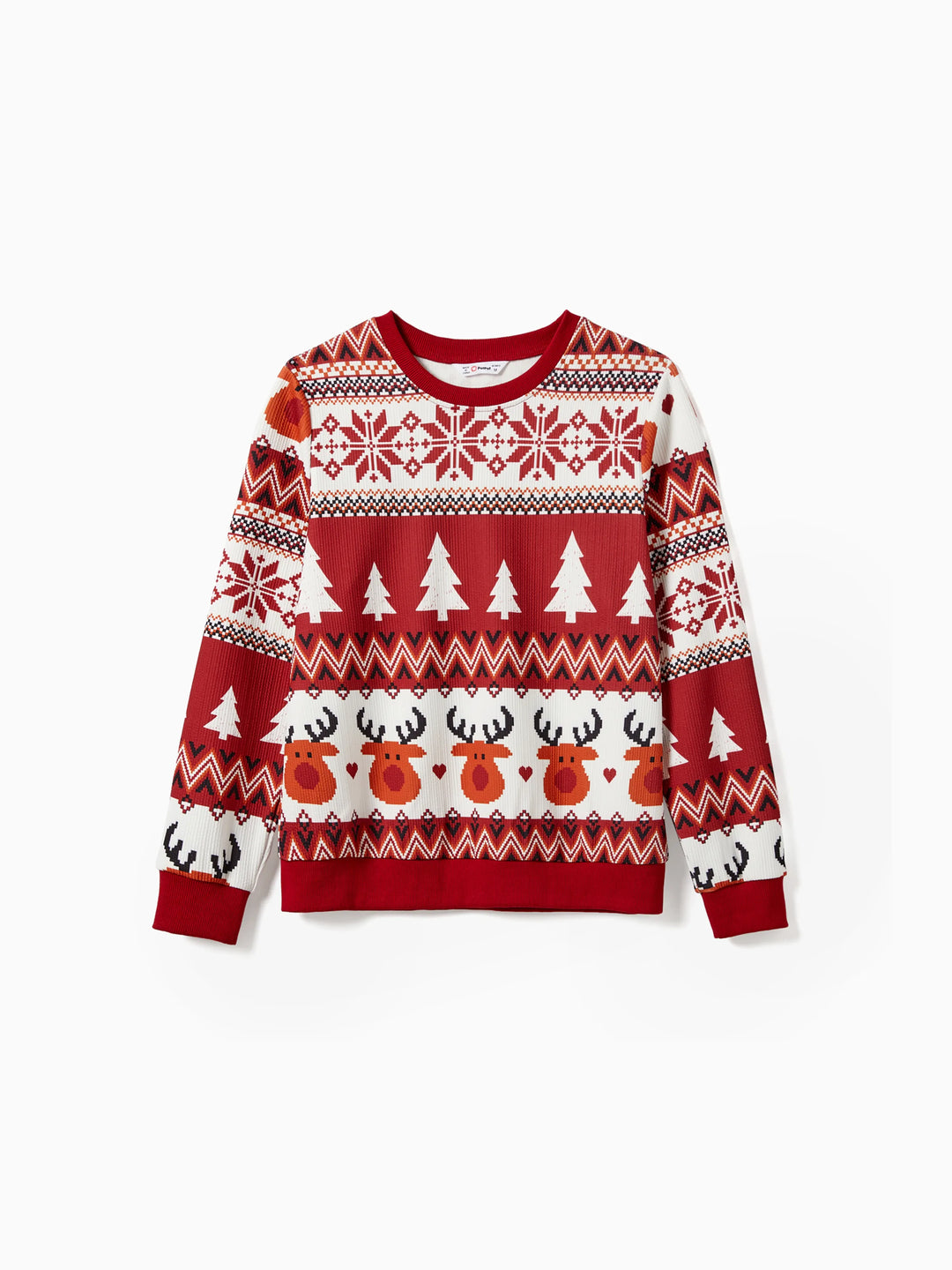 Weihnachten Familie Passend Festival Thema Allover-Print Langarm Tops Burgundy