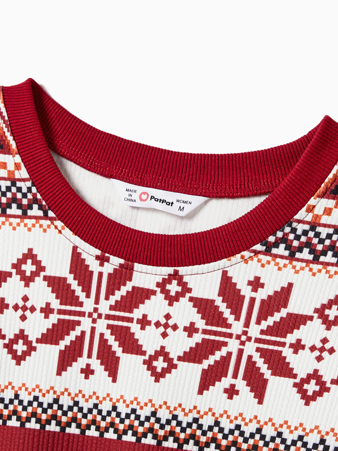 Weihnachten Familie Passend Festival Thema Allover-Print Langarm Tops Burgundy