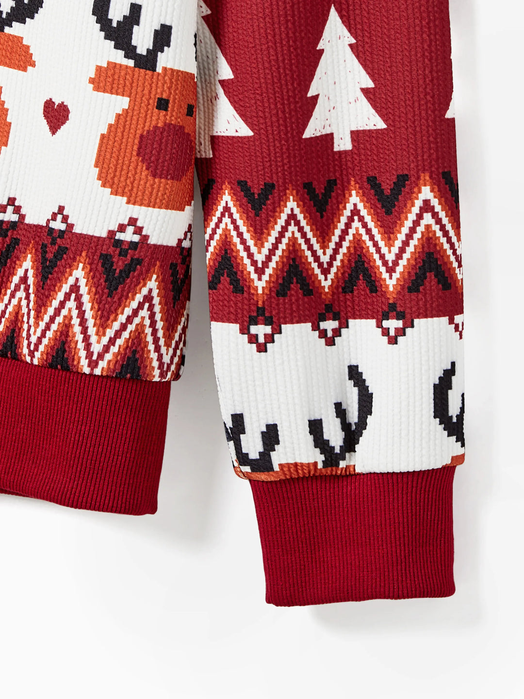 Weihnachten Familie Passend Festival Thema Allover-Print Langarm Tops Burgundy