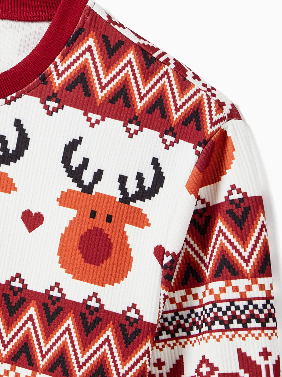 Weihnachten Familie Passend Festival Thema Allover-Print Langarm Tops Burgundy