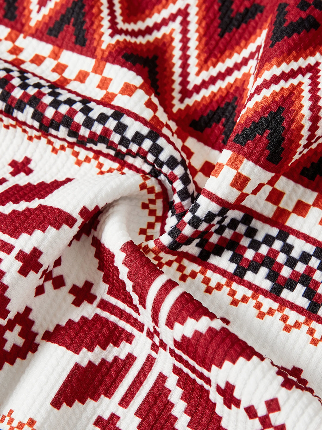 Weihnachten Familie Passend Festival Thema Allover-Print Langarm Tops Burgundy