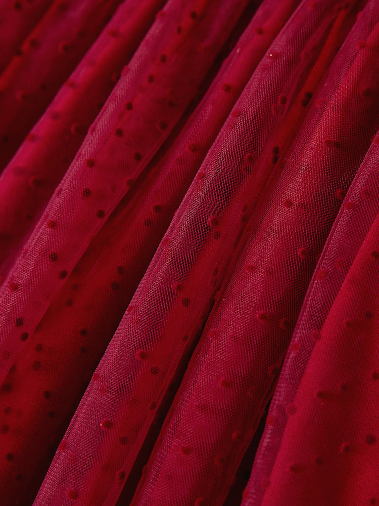 Ensembles de Noël assortis pour toute la famille, hauts à manches longues et robes en velours bordeaux