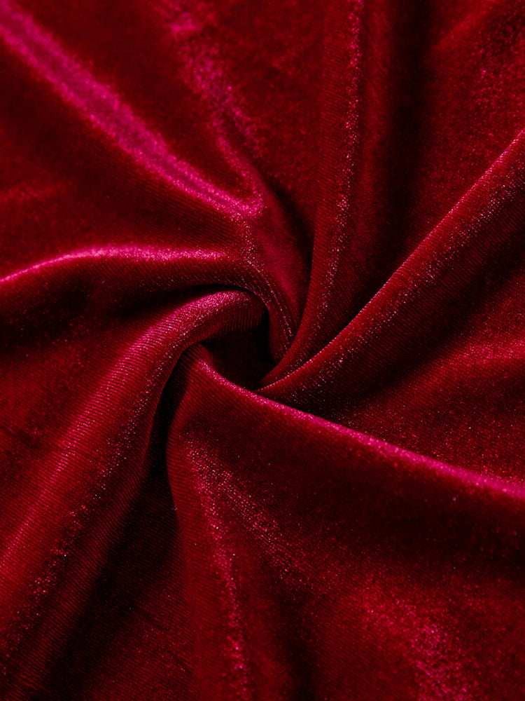 Ensembles de Noël assortis pour toute la famille, hauts à manches longues et robes en velours bordeaux