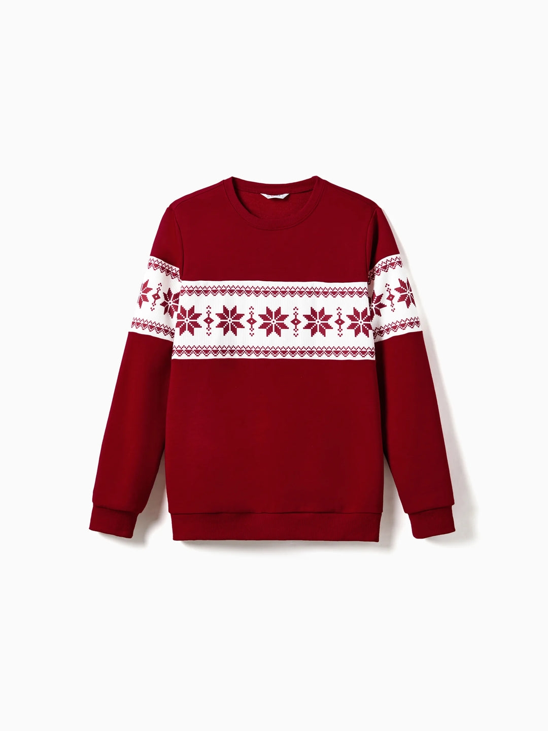 Conjuntos navideños familiares de blusas de manga larga con bloques de color y vestidos de terciopelo burdeos