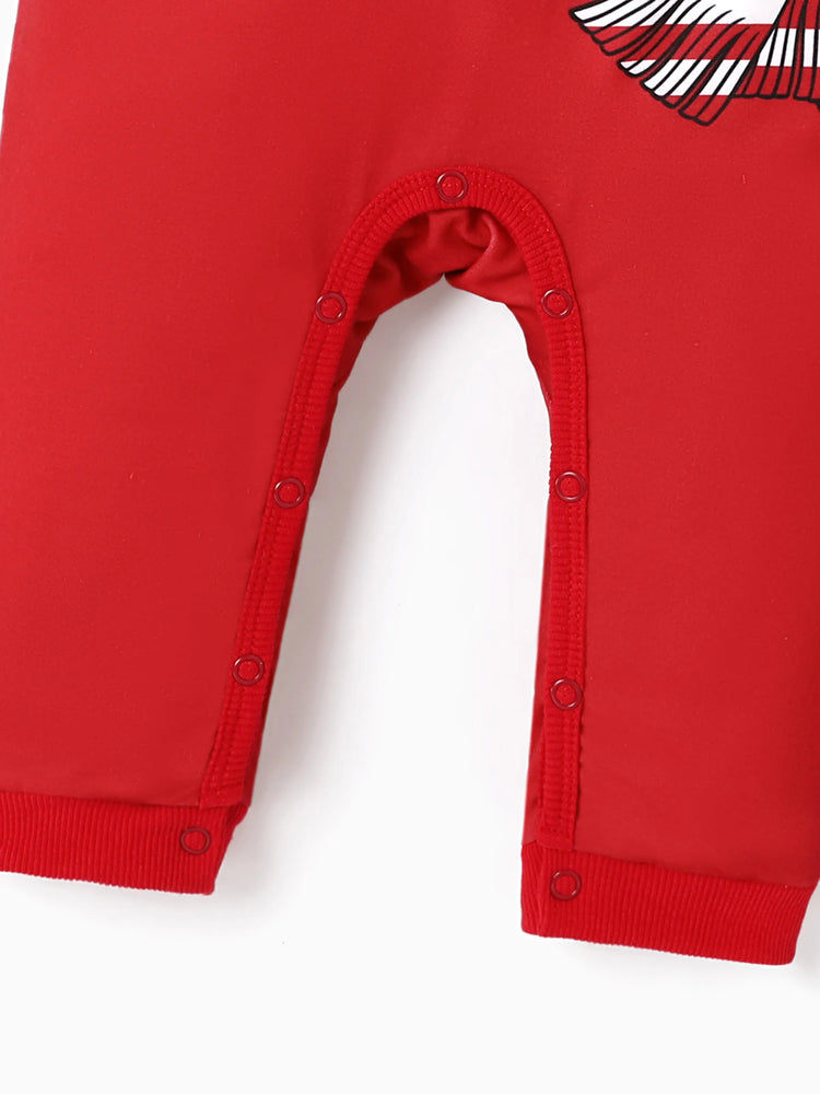 Disney Mickey and Friends Family Matching Christmas Character Print Long-sleeve Hooded Top Red