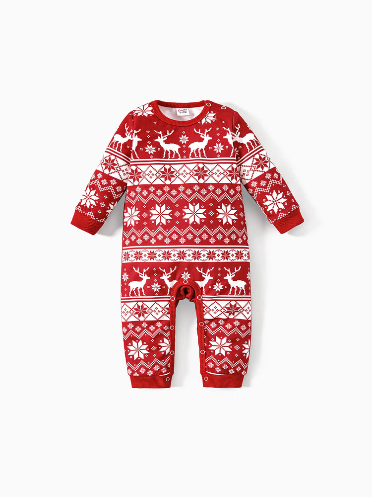 Hauts à manches longues imprimés pour la famille, assortis à Noël, thème festival, rouge