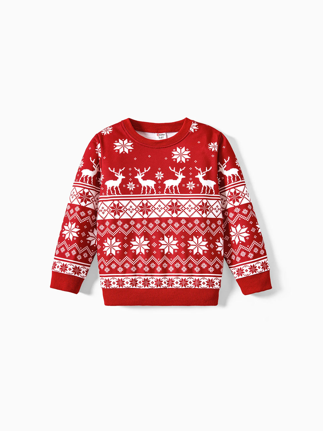Weihnachts-Familienoberteile, Polyester-Mischung, Langarm, Unisex Freizeit-Weihnachtsmuster rot