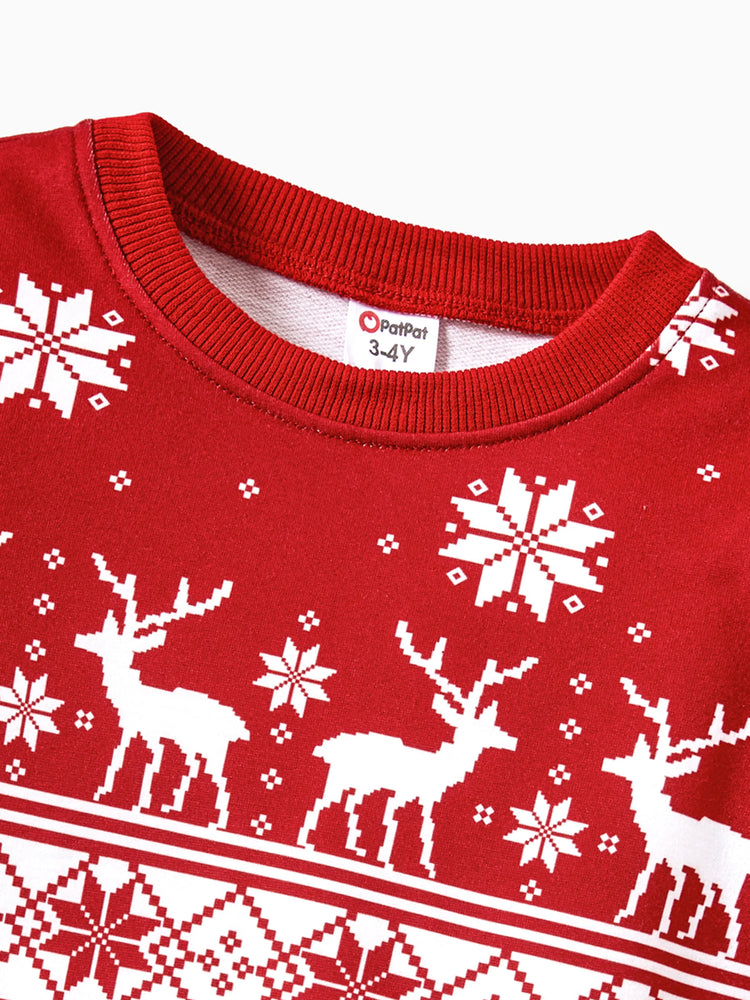 Hauts à manches longues imprimés pour la famille, assortis à Noël, thème festival, rouge