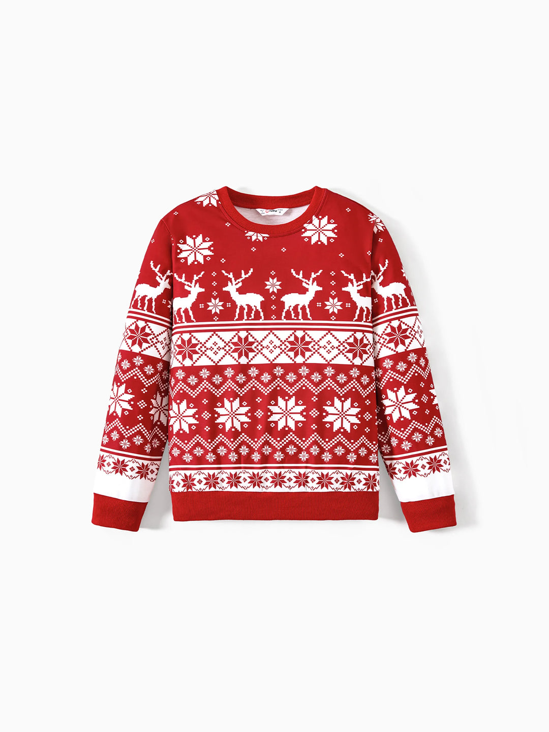 Weihnachts-Familienoberteile, Polyester-Mischung, Langarm, Unisex Freizeit-Weihnachtsmuster rot