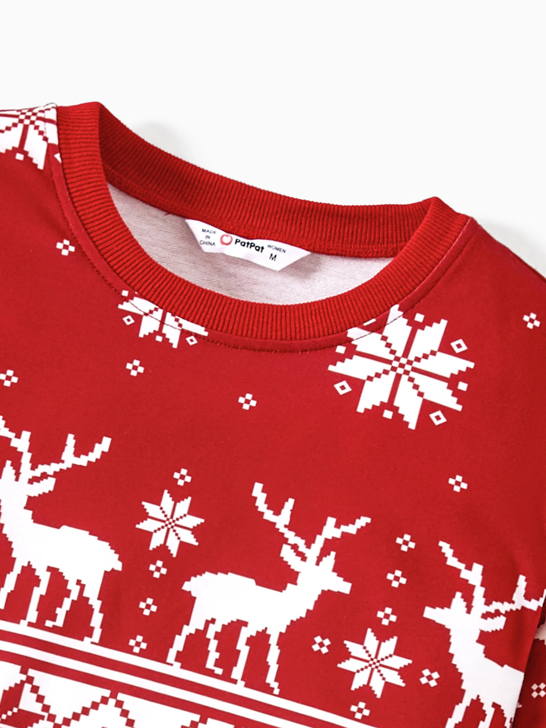 Weihnachts-Familienoberteile, Polyester-Mischung, Langarm, Unisex Freizeit-Weihnachtsmuster rot