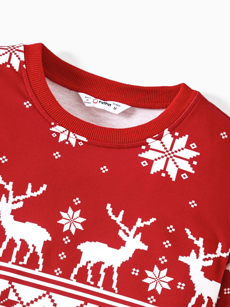 Hauts à manches longues imprimés pour la famille, assortis à Noël, thème festival, rouge