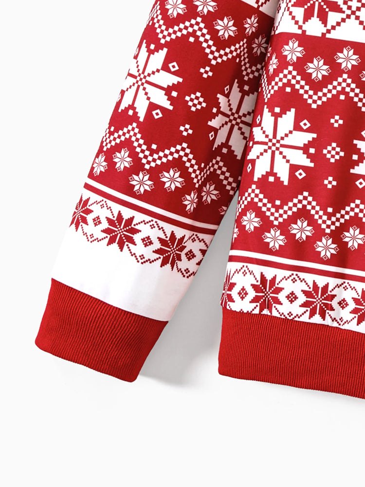 Hauts à manches longues imprimés pour la famille, assortis à Noël, thème festival, rouge