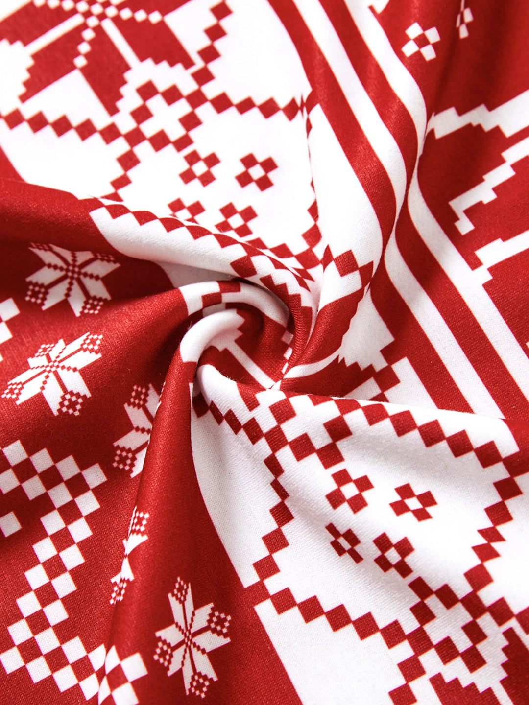 Weihnachts-Familienoberteile, Polyester-Mischung, Langarm, Unisex Freizeit-Weihnachtsmuster rot