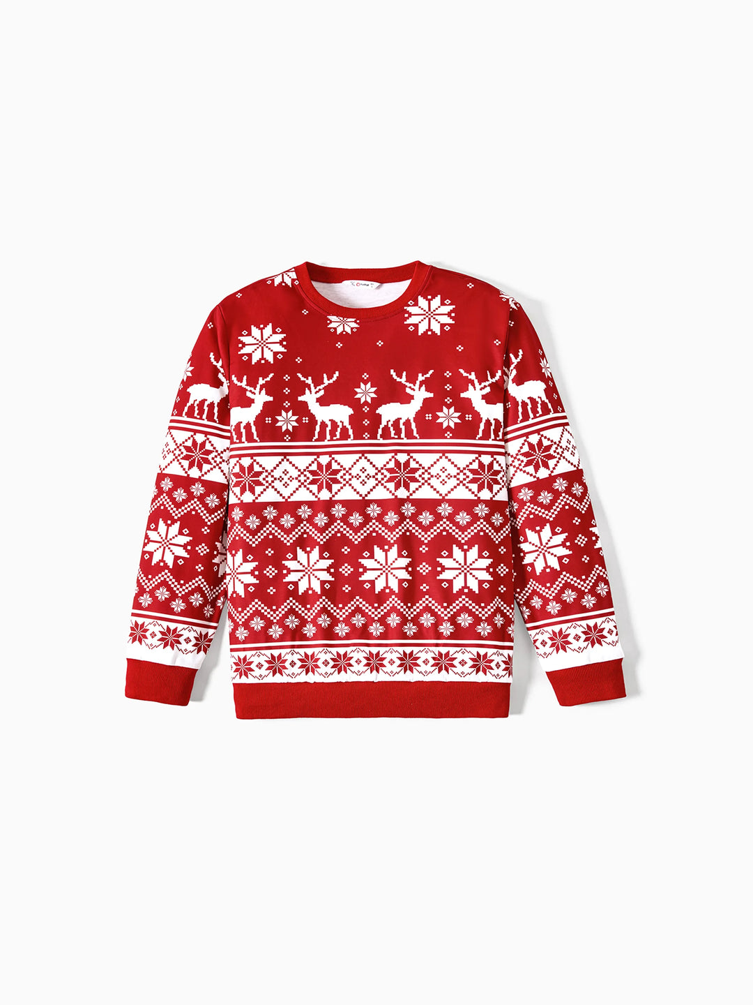 Weihnachts-Familienoberteile, Polyester-Mischung, Langarm, Unisex Freizeit-Weihnachtsmuster rot