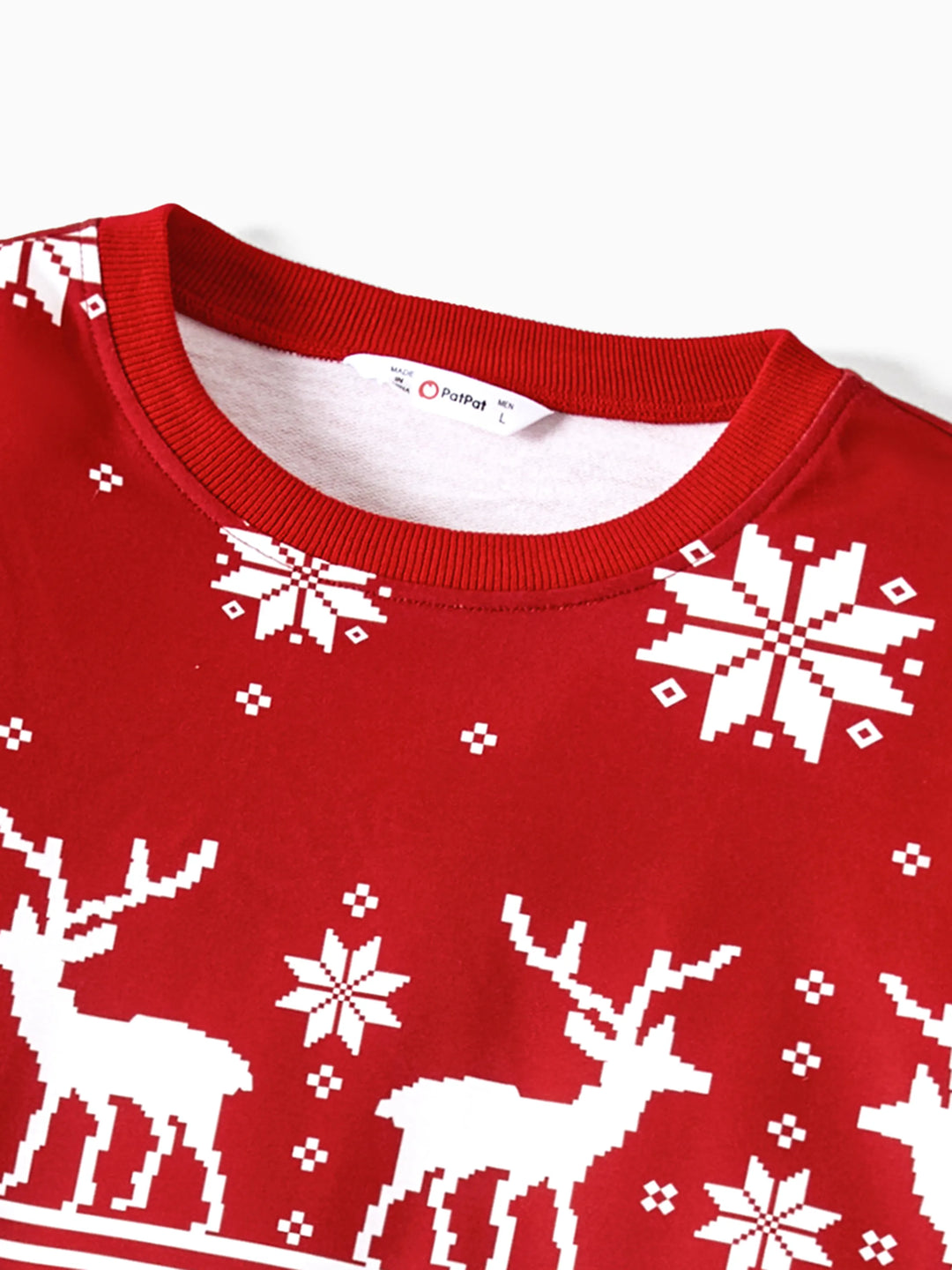 Weihnachts-Familienoberteile, Polyester-Mischung, Langarm, Unisex Freizeit-Weihnachtsmuster rot