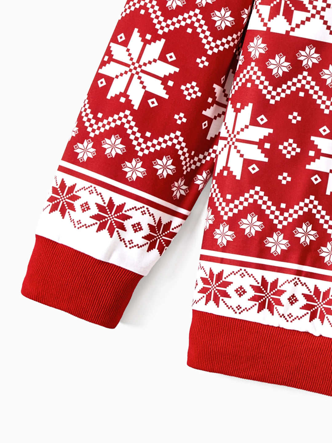 Weihnachts-Familienoberteile, Polyester-Mischung, Langarm, Unisex Freizeit-Weihnachtsmuster rot