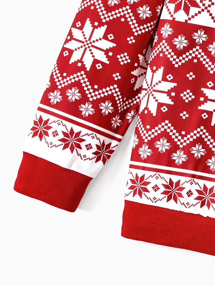 Hauts à manches longues imprimés pour la famille, assortis à Noël, thème festival, rouge