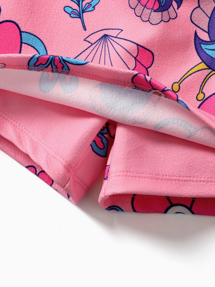 Disney Princess Toddler Girl 2pcs Ariel Print Halter Top with Floral Skirt Sets Pink