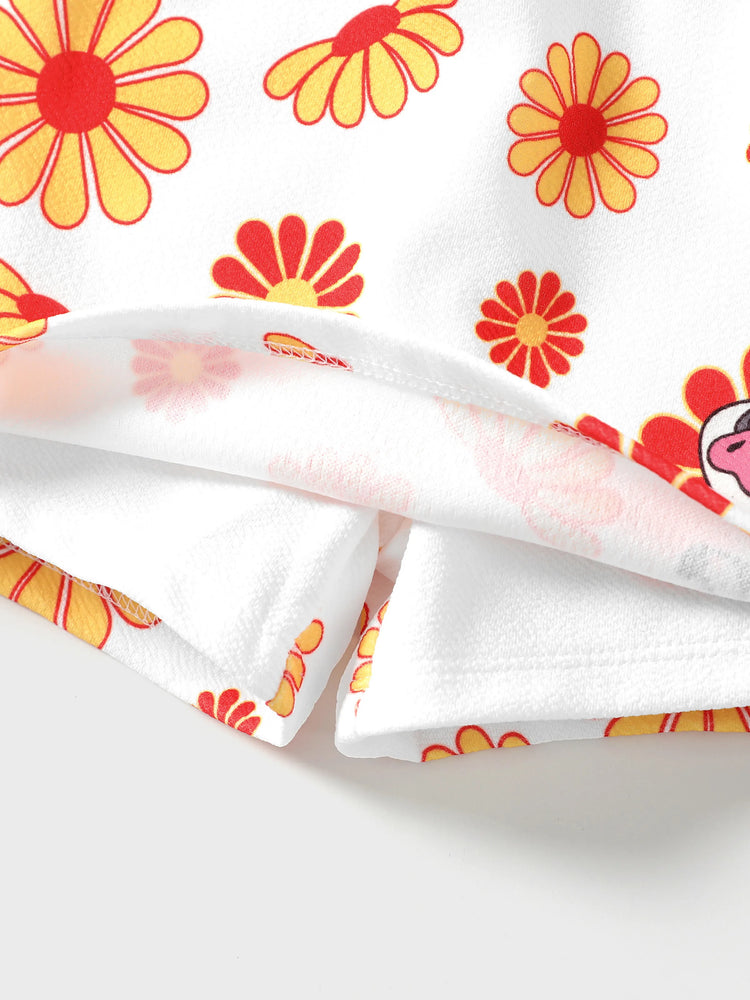 Ensemble 2 pièces Disney Princesse Vaiana pour petite fille : haut dos nu et jupe fleurie, blanc