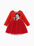 Disney Mickey and Friends Christmas Toddler Girl Naia? Character Print Long-sleeve Mesh Overlay Dress Red