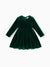 Christmas Sweet Toddler Girl Solid color Velvet material Dress Set Green