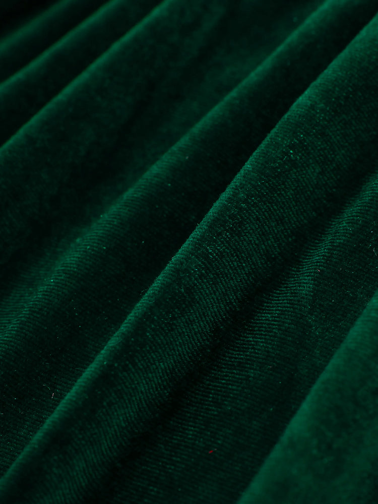 Ensemble de robe de Noël en velours de couleur unie pour petite fille, vert