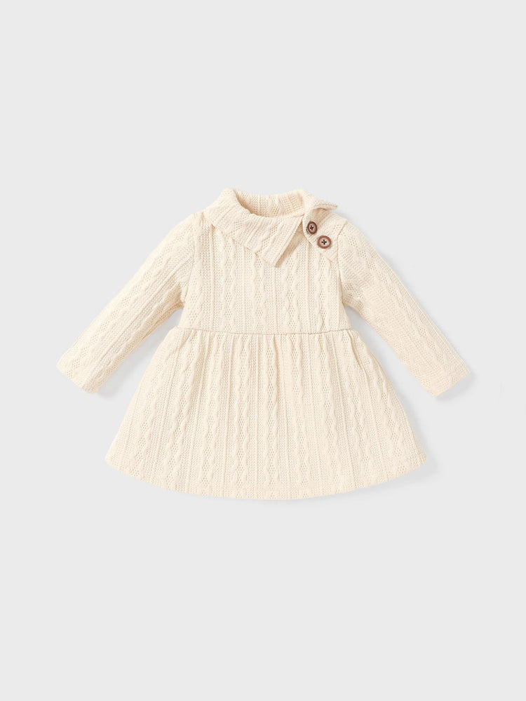 Robe/jupe à revers boutonnés de couleur unie pour bébé fille, abricot