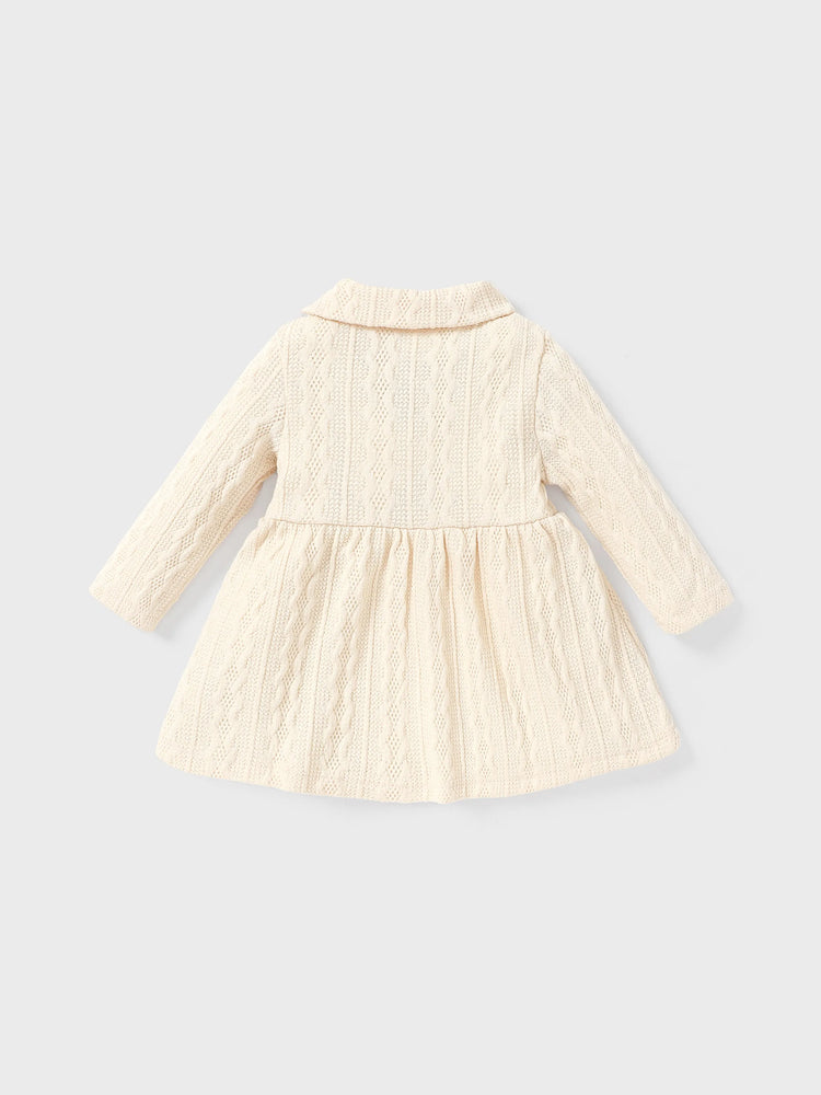 Robe/jupe à revers boutonnés de couleur unie pour bébé fille, abricot