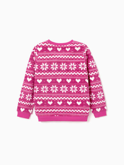 Barbie Kid Girl Christmas Character Print Long-sleeve Sweatshirt Pink