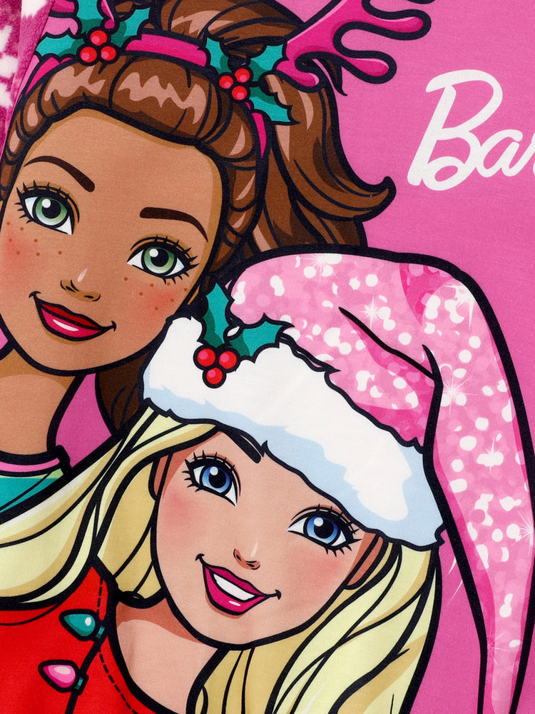 Sweat-shirt à manches longues imprimé personnage de Noël Barbie Kid Girl rose