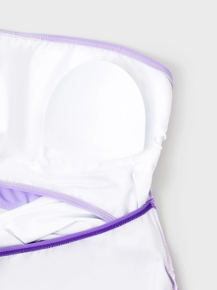 Traje de baño familiar de una pieza con nudo lateral y un solo hombro (secado rápido) ColorBlock