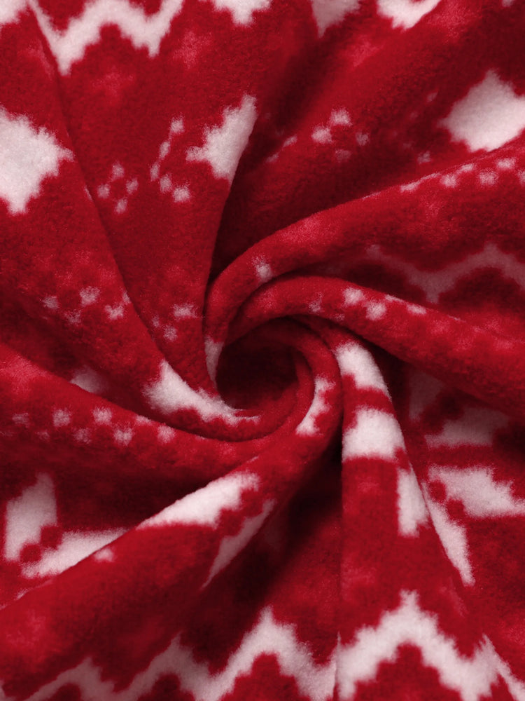 Disney Mickey and Friends Christmas Family Matching Snowflake Character Print Plush Crew Neck Sweatshirt Red