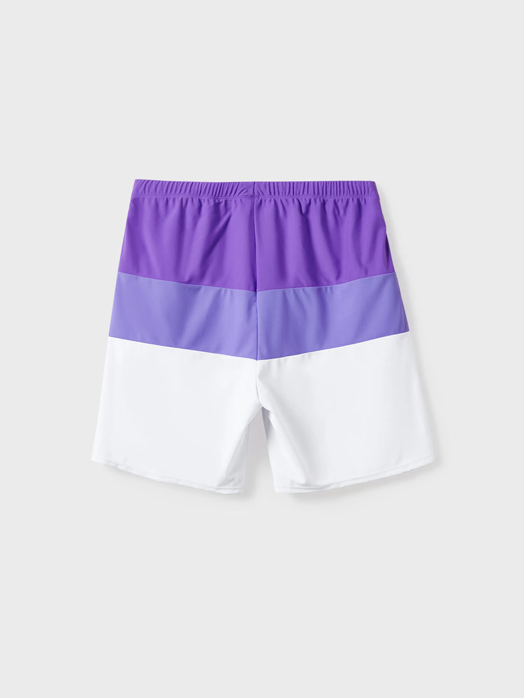 Daddy & Son Color-block Swim Trunks (Quick-Dry) ColorBlock
