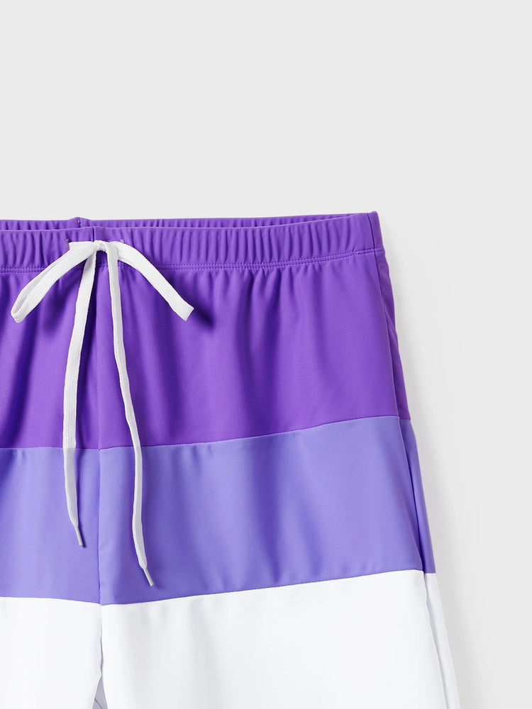 Daddy & Son Color-block Swim Trunks (Quick-Dry) ColorBlock